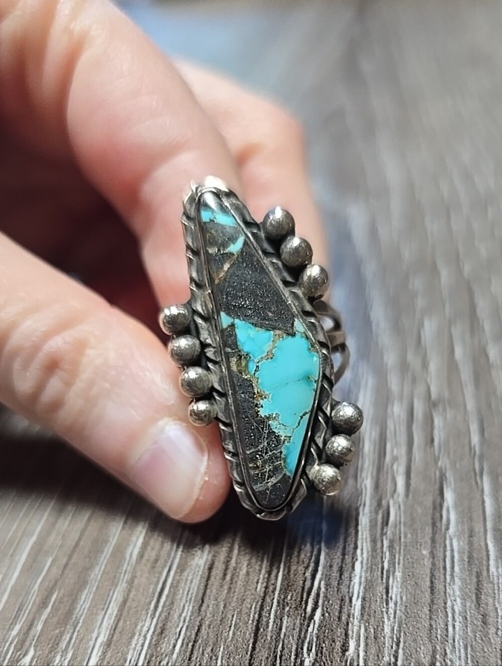 Womens Size 9 Turquoise Sterling Silver Ring Native American Signed New